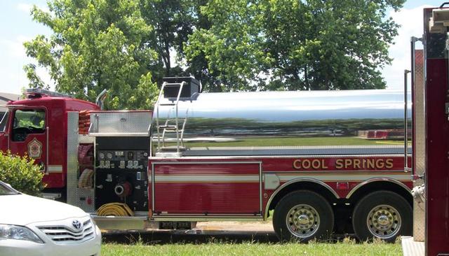 Cool Springs VFD tanker on the scene at live burn training